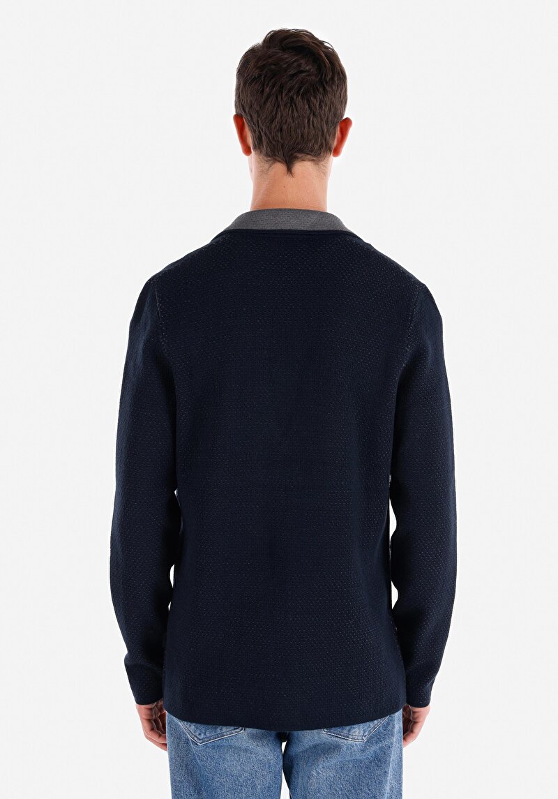 Imagine a Cardigan Slim Fit Bleumarin Pentru Bărbați