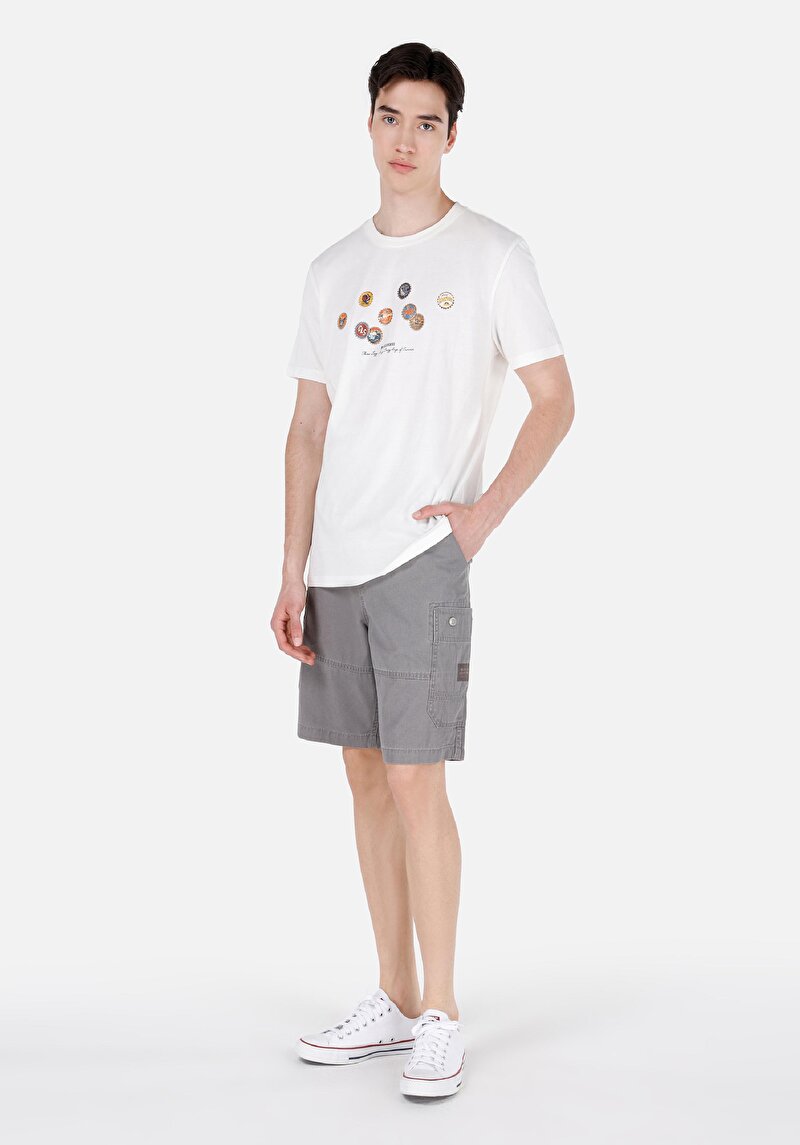 Imagine a Pantaloni Scurți Gri Pentru Bărbați Comfort Fit Mid Waist Straight