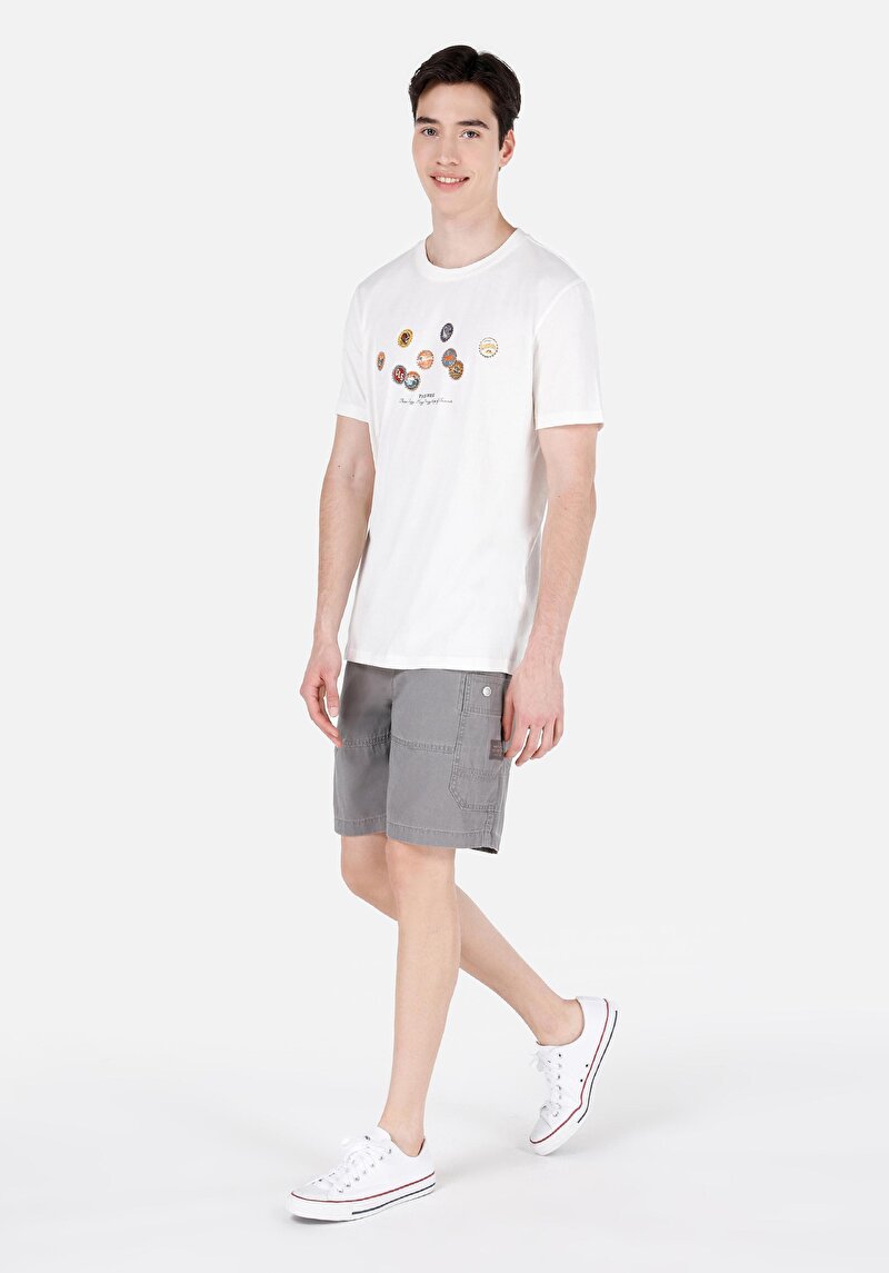 Imagine a Pantaloni Scurți Gri Pentru Bărbați Comfort Fit Mid Waist Straight