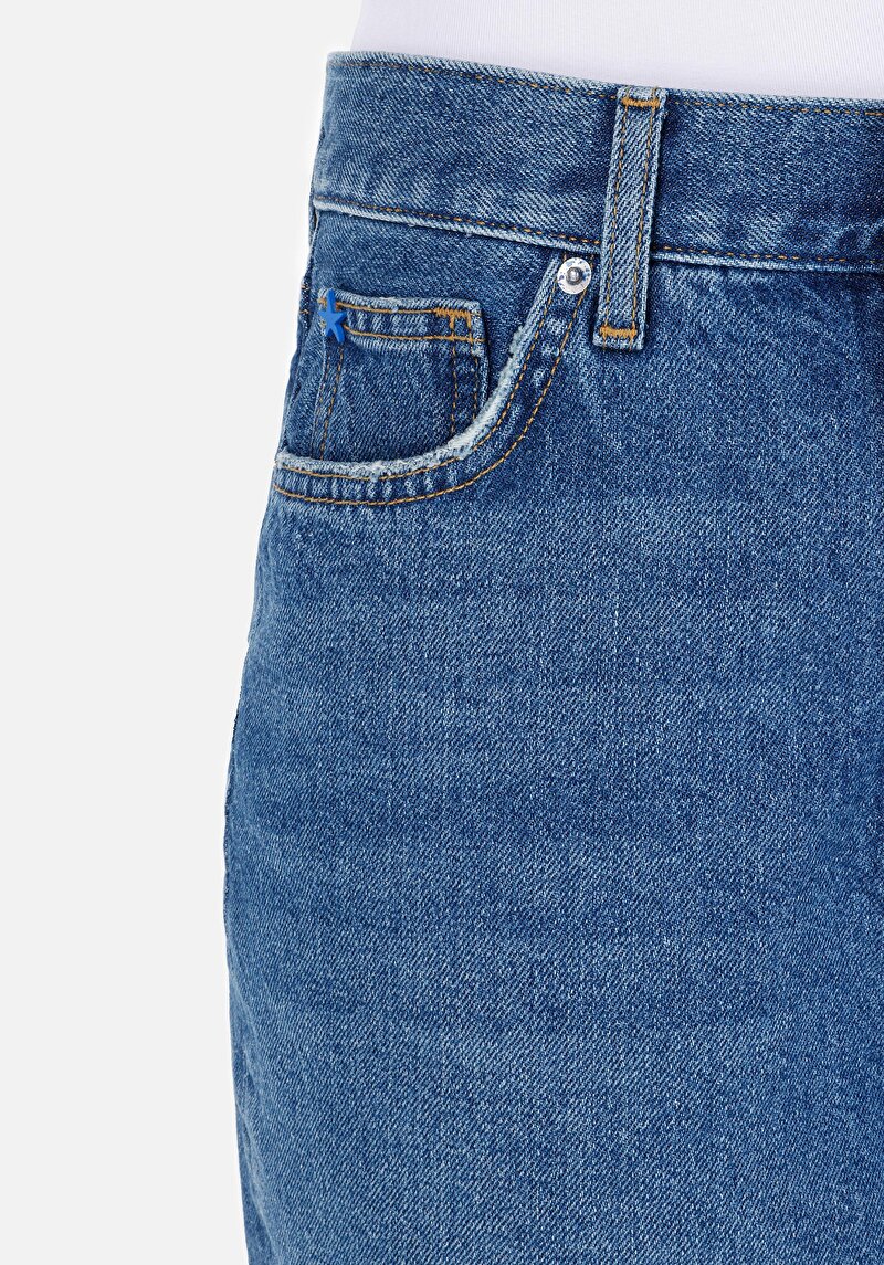 Afișați detalii pentru Regular Fit Talie Înaltă Pantaloni Scurți De Jean Indigo Pentru Femei