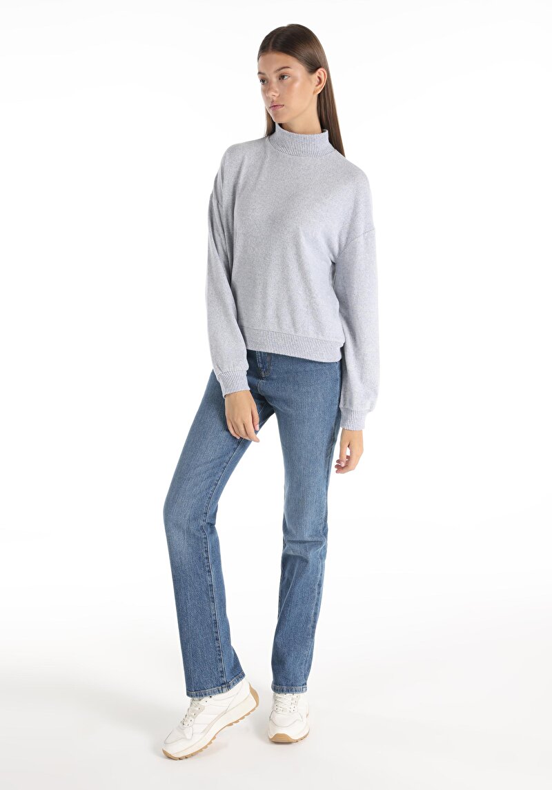 Imagine a Tricou Cu Maneca Lunga De Dama Albastru Regular Fit Cl1055475