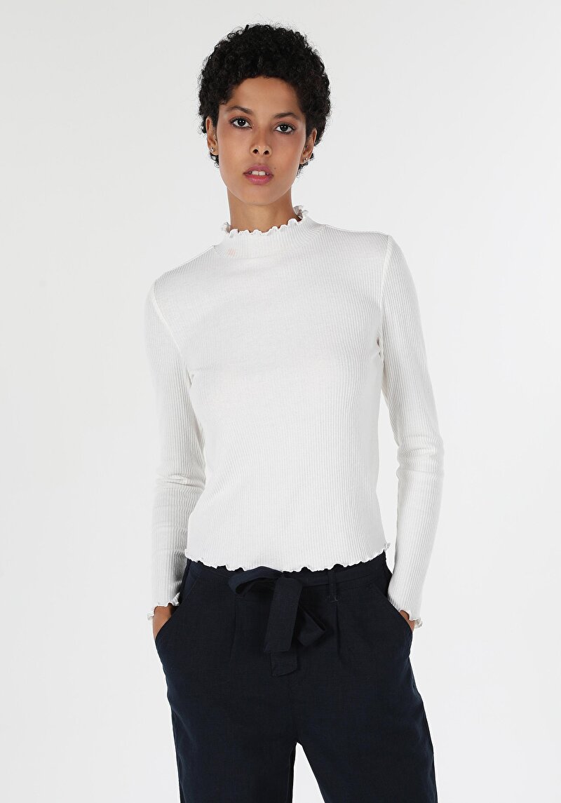 Afișați detalii pentru Tricou Cu Maneca Lunga De Dama Alb Slim Fit  Cl1060309