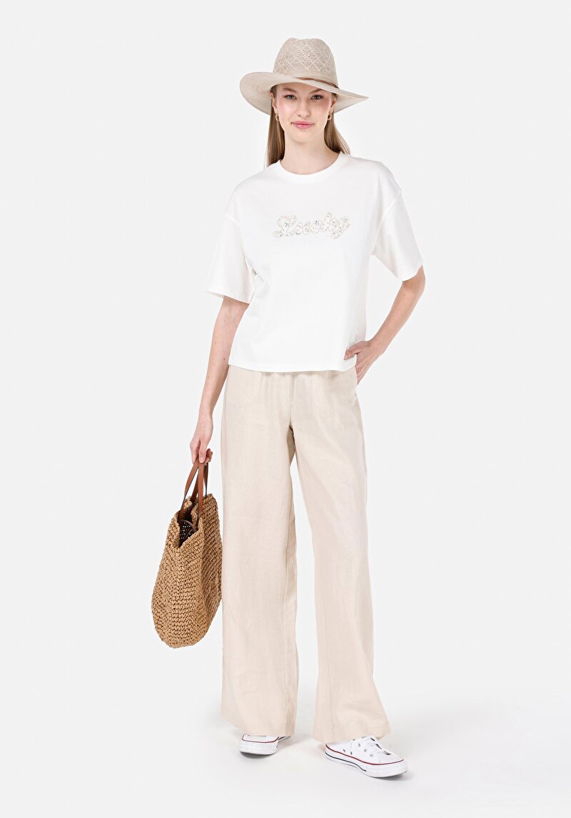 Imagine a Pantaloni De Dama Ecru Regular Fit  Cl1068233