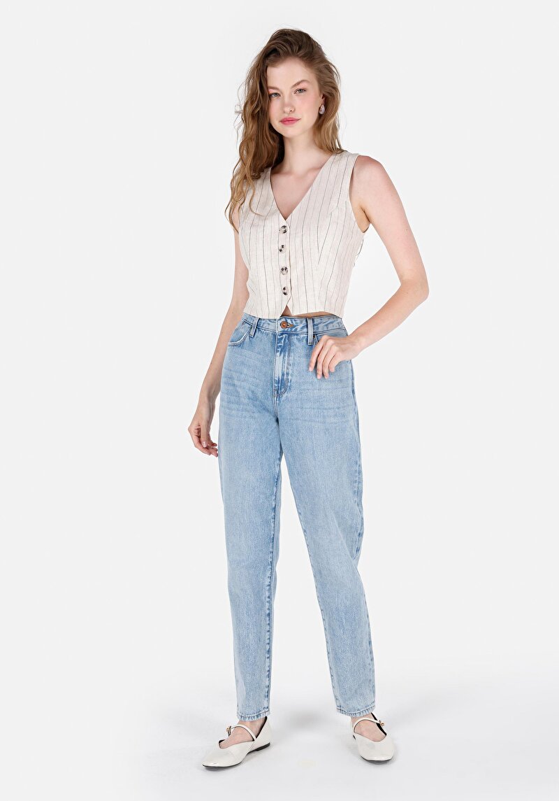 Imagine a Pantaloni De Dama Albastru Boyfriend Fit 893 Julia Cl1069669