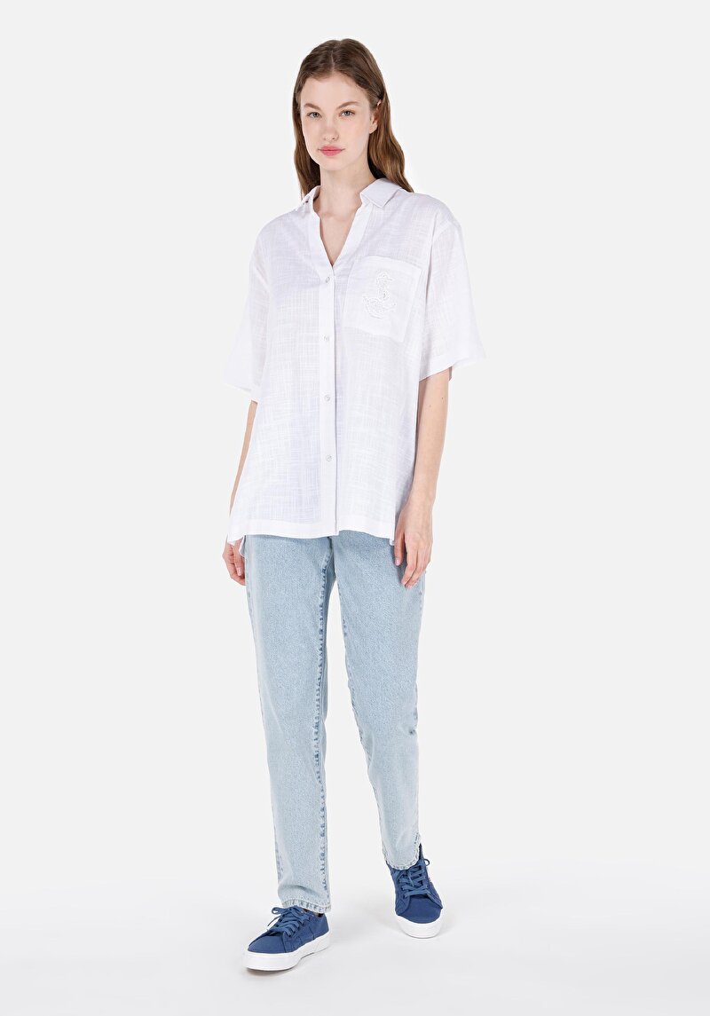 Imagine a Pantaloni De Dama Albastru Boyfriend Fit 893 Julia Cl1069674