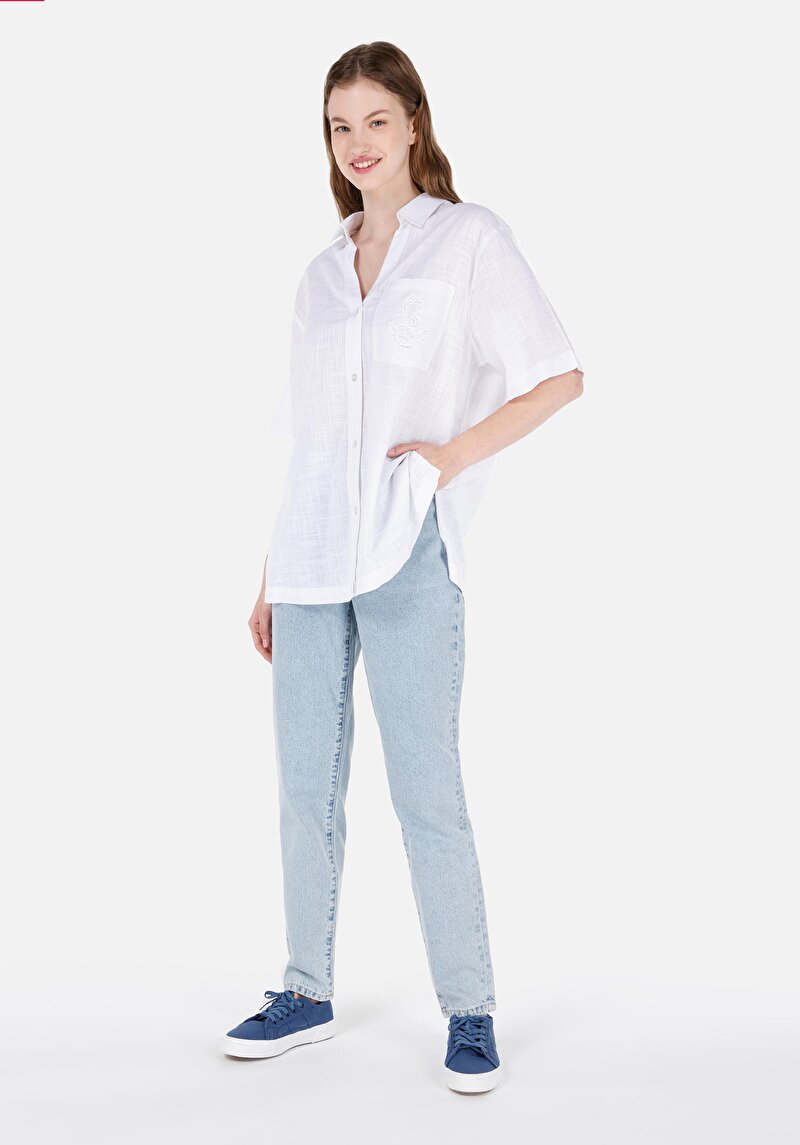 Imagine a Pantaloni De Dama Albastru Boyfriend Fit 893 Julia Cl1069674