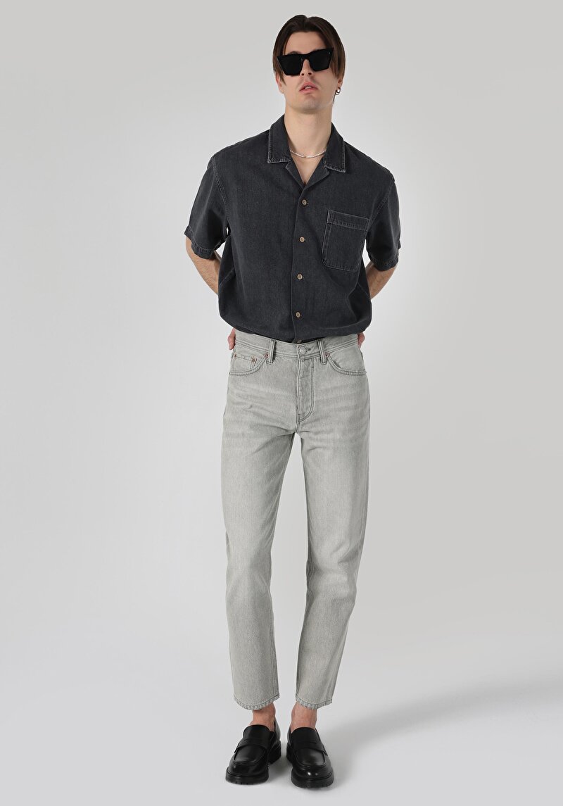 Afișați detalii pentru Blugi Gri Pentru Bărbați Cu Talie Dreaptă