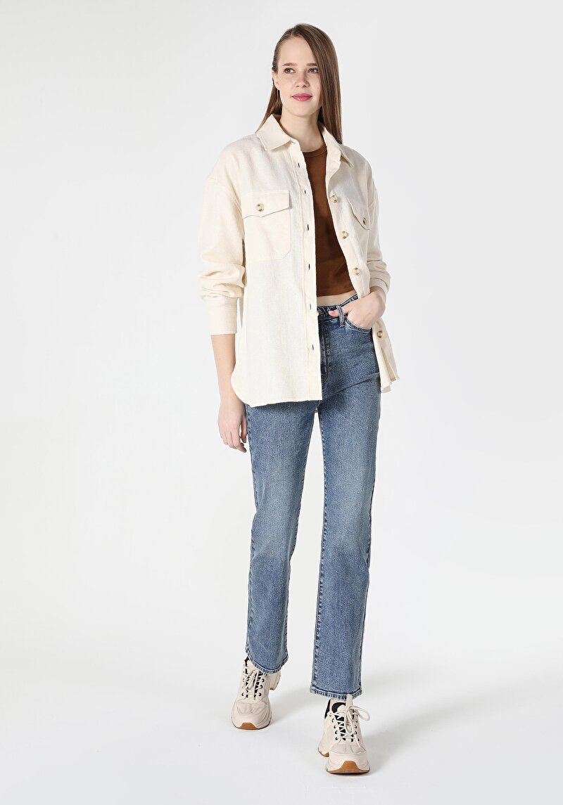 Imagine a Camasa Cu Maneca Lunga De Dama Ecru Cl1061865