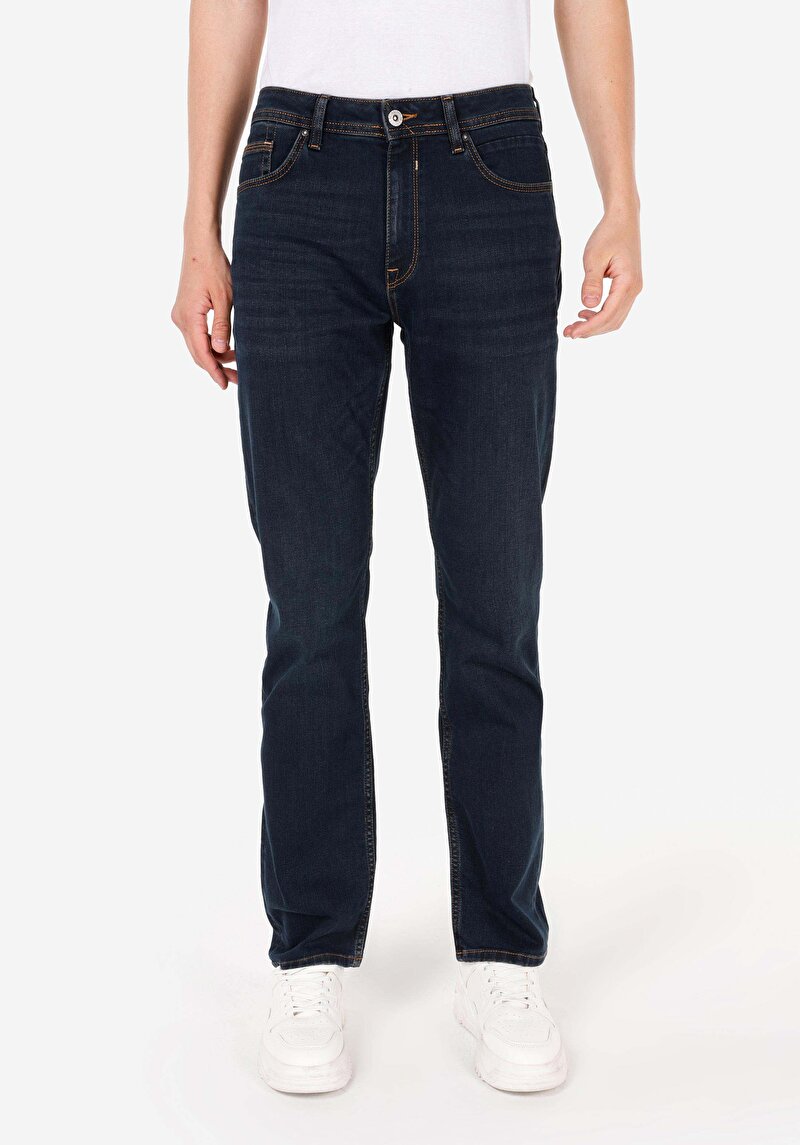 Imagine a Pantaloni De Barbati Albastru Inchis Regular Fit 045 David Cl1070593