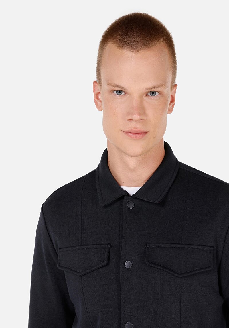 Imagine a Jacheta De Barbati Albastru Marin Slim Fit Cl1069747