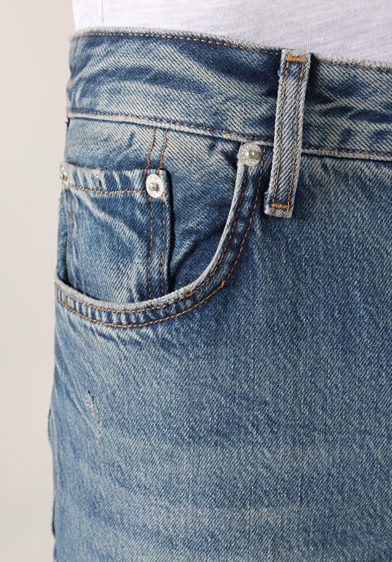 Afișați detalii pentru Loose Relaxed Fit Drop Crotch Short Leg Blugi İndigo Pentru Bărbați