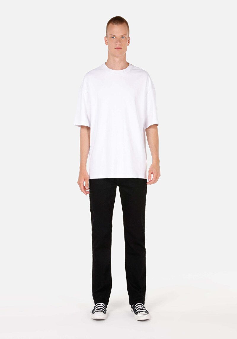 Imagine a Regular Fit Talie Medie Picior Drept Blugi Negri Pentru Bărbați