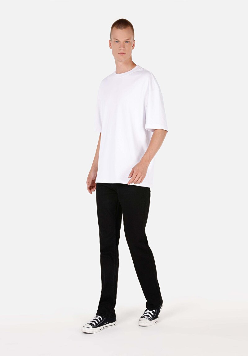 Afișați detalii pentru Regular Fit Talie Medie Picior Drept Blugi Negri Pentru Bărbați