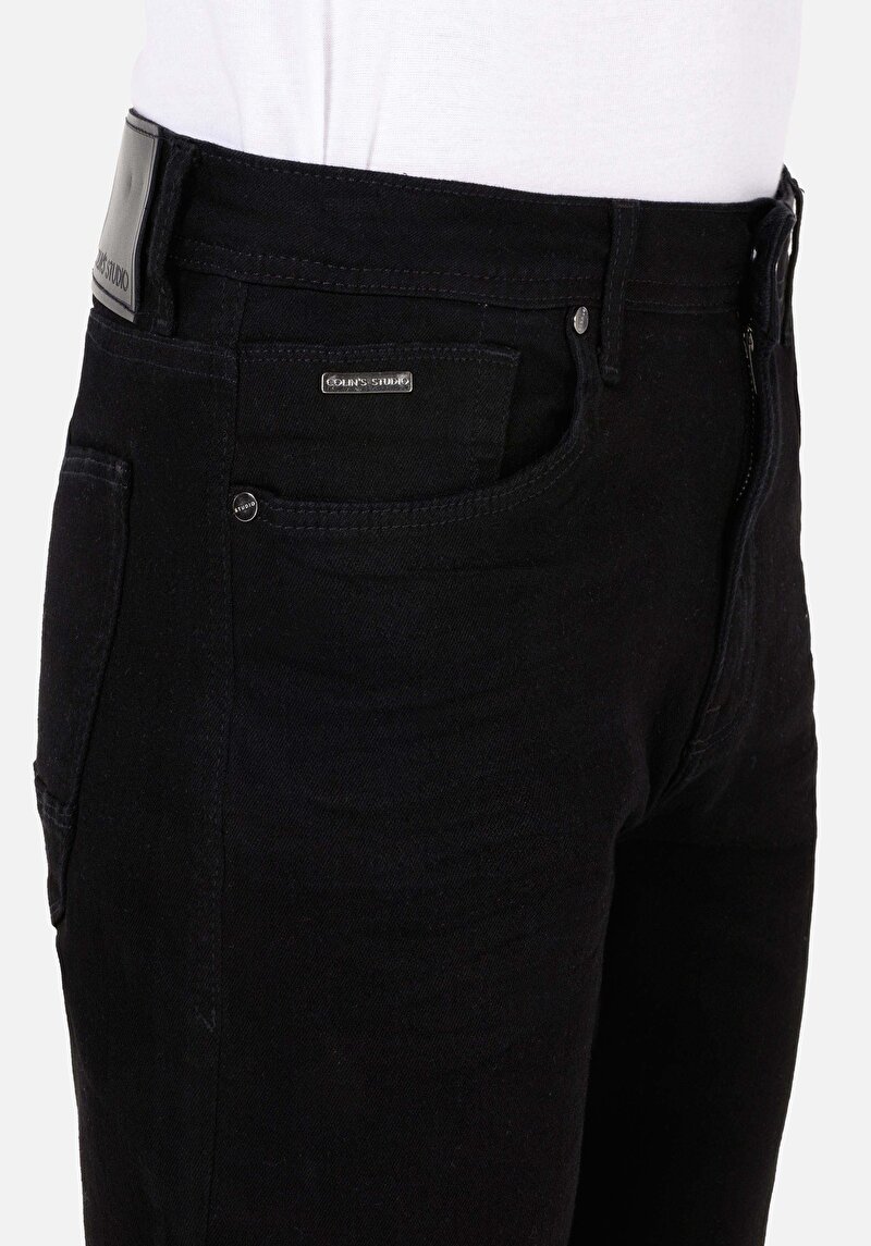 Afișați detalii pentru Regular Fit Talie Medie Picior Drept Blugi Negri Pentru Bărbați