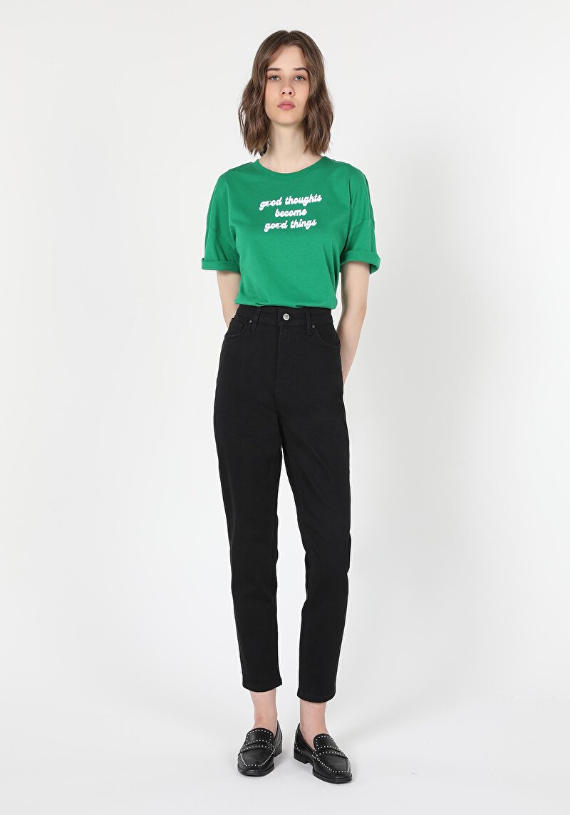 Imagine a Mom Fit Talie Ascendentă Micșorare Picior Blugi Din Denim Pentru Femei