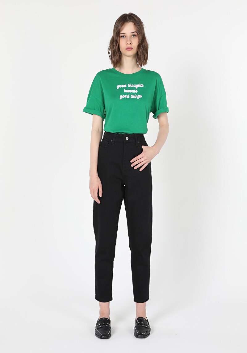 Imagine a Mom Fit Talie Ascendentă Micșorare Picior Blugi Din Denim Pentru Femei