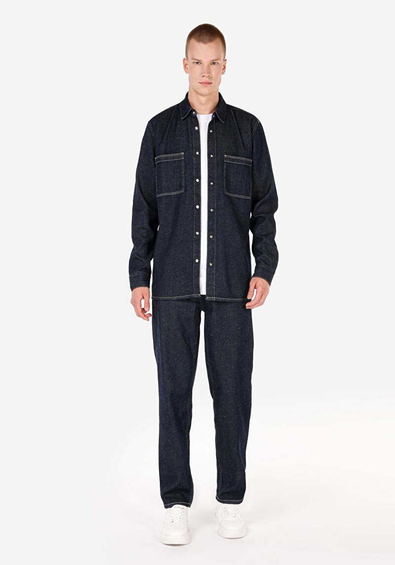 Imagine a Pantaloni De Barbati Albastru Regular Chino  Cl1070606