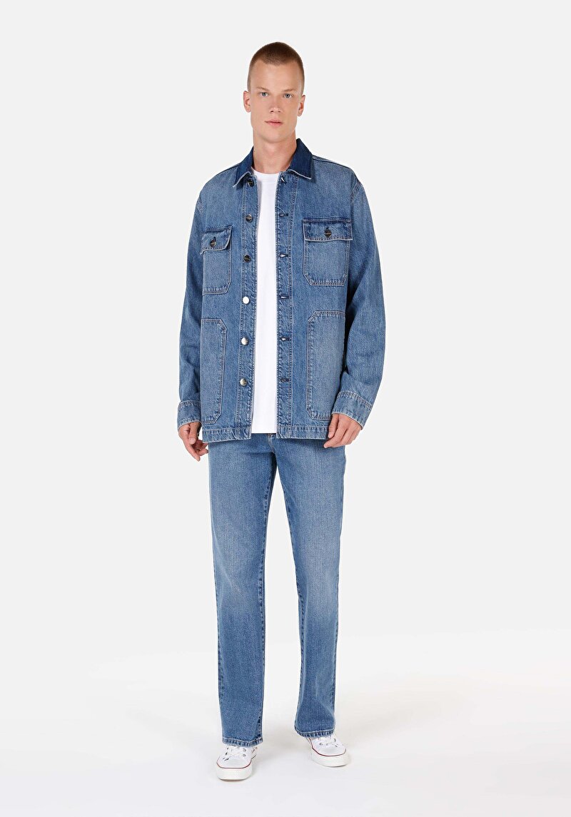 Afișați detalii pentru Jachetă Albastră Pentru Bărbați Regular Fit Button-Down Unlined Unlined