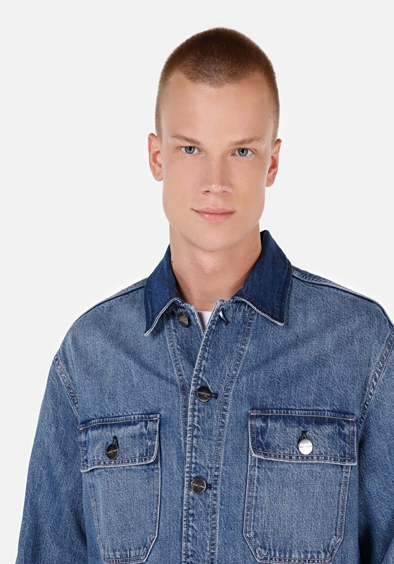 Afișați detalii pentru Jachetă Albastră Pentru Bărbați Regular Fit Button-Down Unlined Unlined