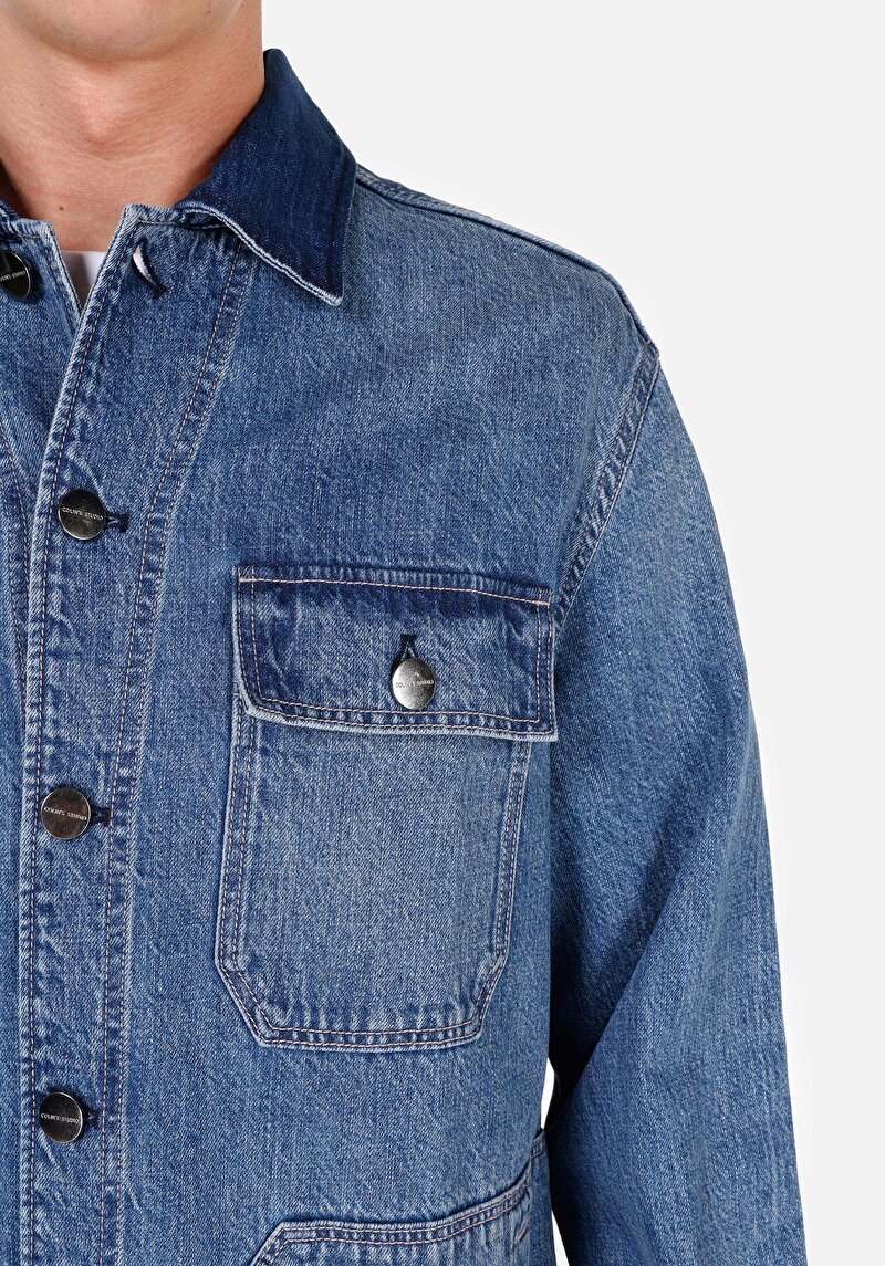 Afișați detalii pentru Jachetă Albastră Pentru Bărbați Regular Fit Button-Down Unlined Unlined