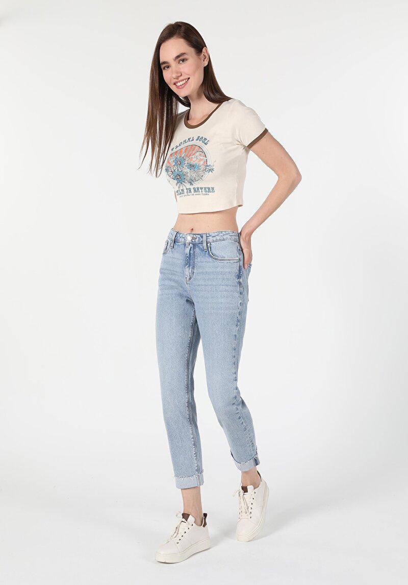 Imagine a Pantaloni De Dama Albastru Marin Boyfriend Fit 893 Julia Cl1060424