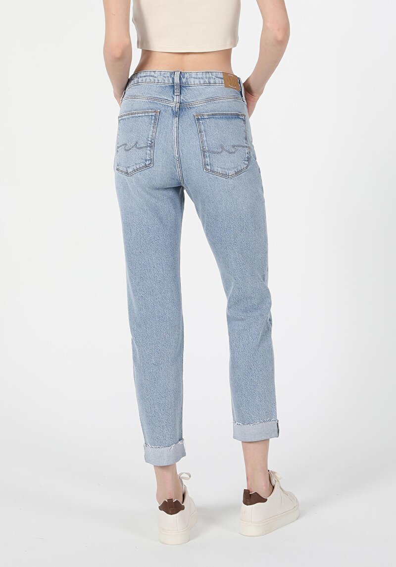 Afișați detalii pentru Pantaloni De Dama Albastru Marin Boyfriend Fit 893 Julia Cl1060424