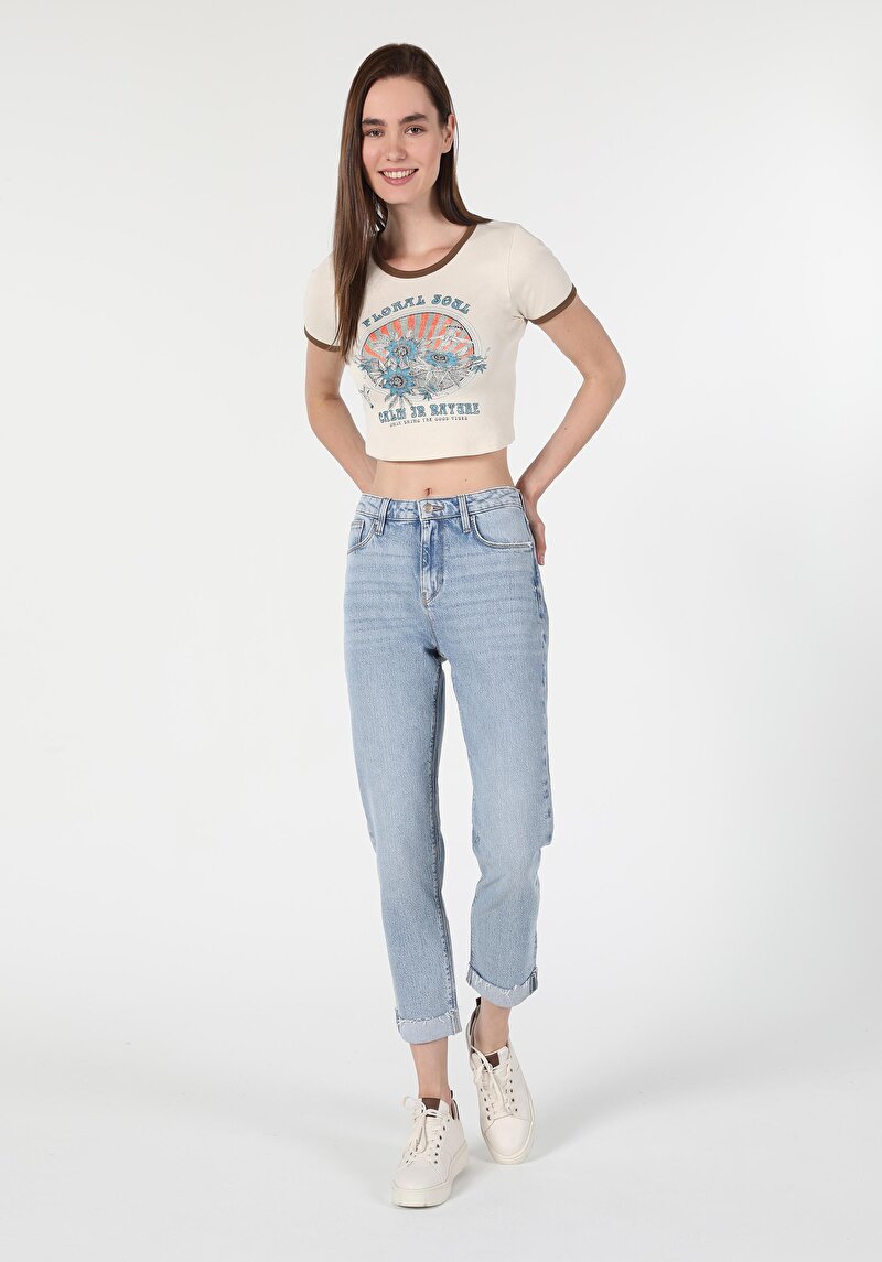 Afișați detalii pentru Pantaloni De Dama Albastru Marin Boyfriend Fit 893 Julia Cl1060424