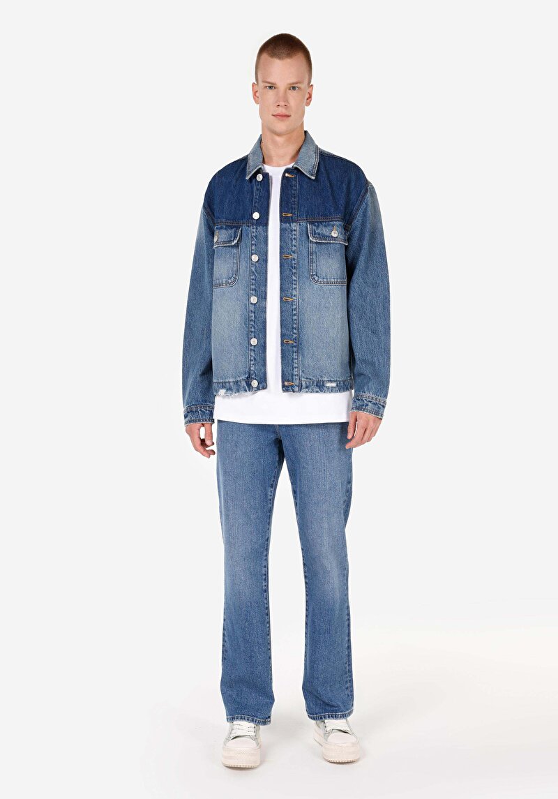 Afișați detalii pentru Jachetă Albastră Deschisă Pentru Bărbați Cu Nasturi Cu Nasturi