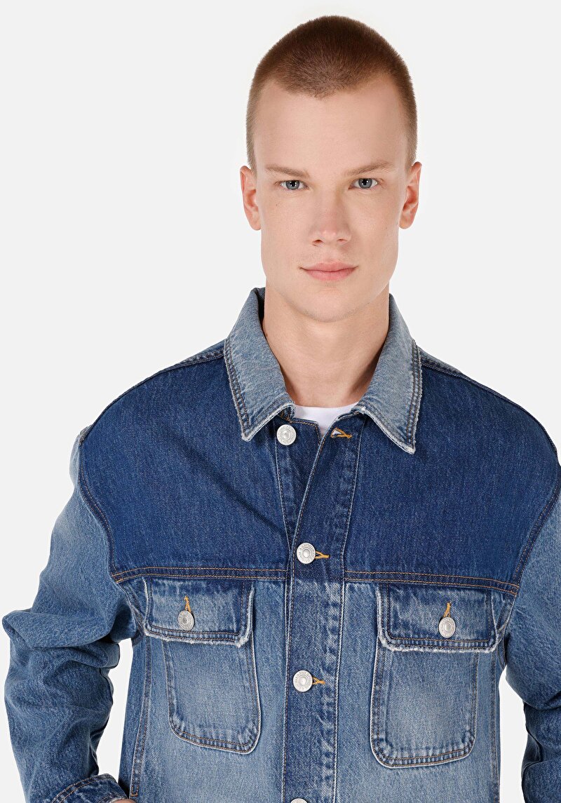 Afișați detalii pentru Jachetă Albastră Deschisă Pentru Bărbați Cu Nasturi Cu Nasturi