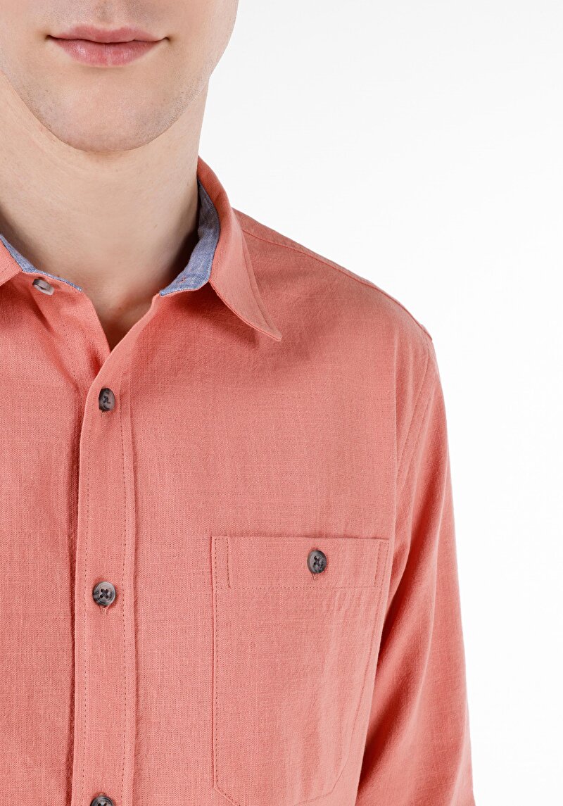 Afișați detalii pentru Cămașă Cu Gât Drept Cămașă Roșie Cu Mânecă Lungă Pentru Bărbați