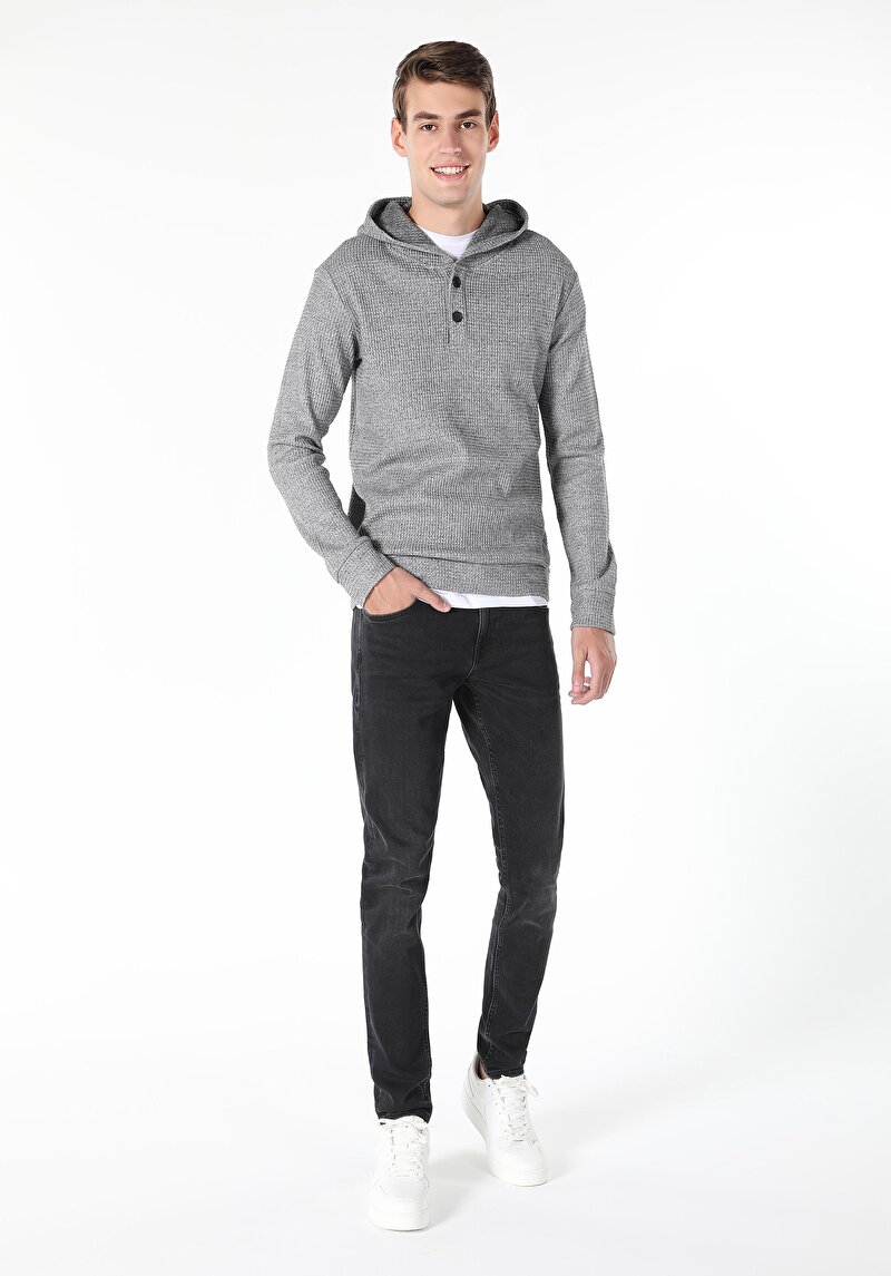 Afișați detalii pentru Tricou Cu Maneca Lunga De Barbati Gri Regular Fit  Cl1056911