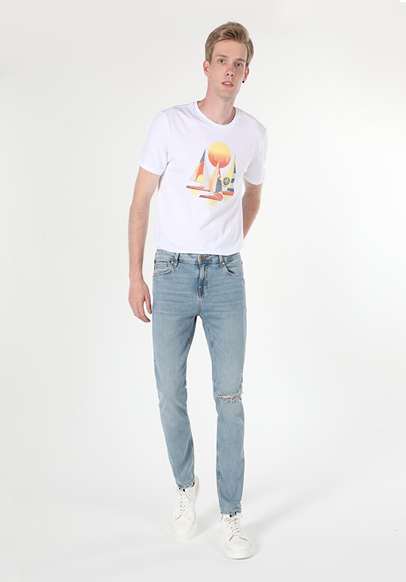 Imagine a Pantaloni De Barbati Albastru Deschis Straight Fit 044 Karl Cl1059204