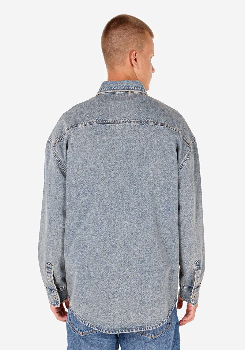 Afișați detalii pentru Cămașă Cu Mânecă Lungă Albastră Cu Guler Clasic Pentru Bărbați