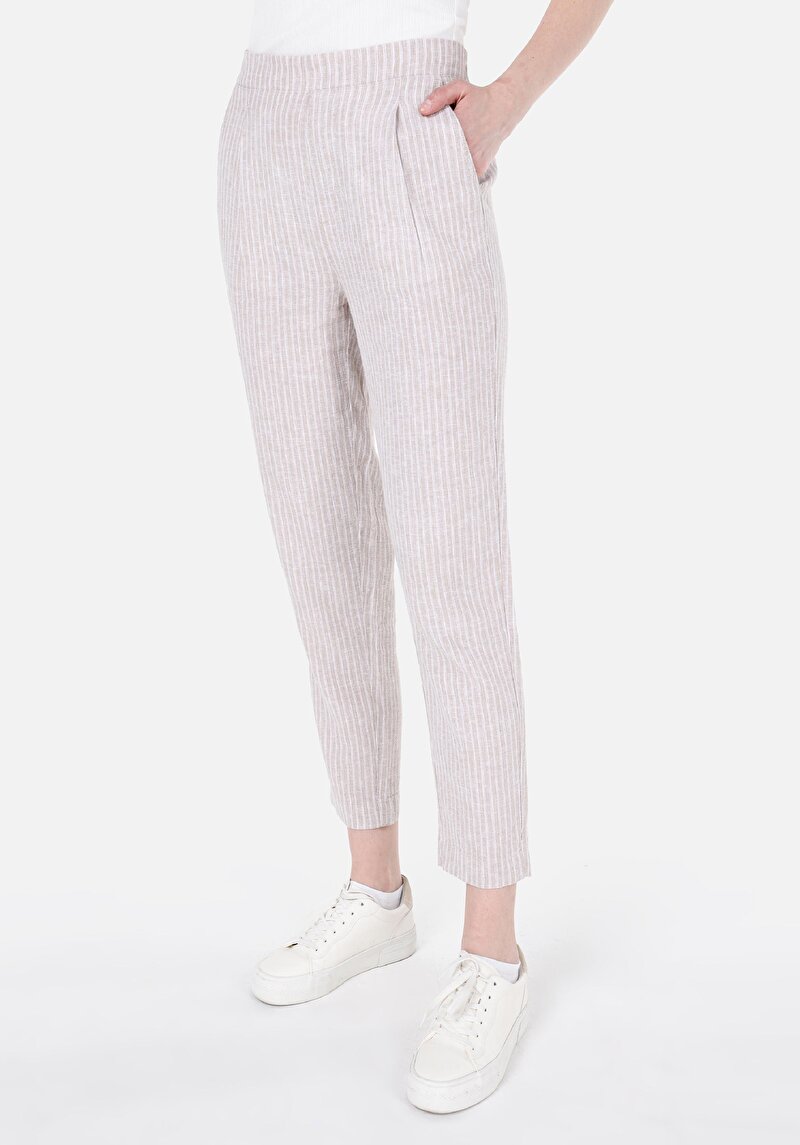 Imagine a Regular Fit Talie Joasă Picior Drept Pantaloni Bej Pentru Femei