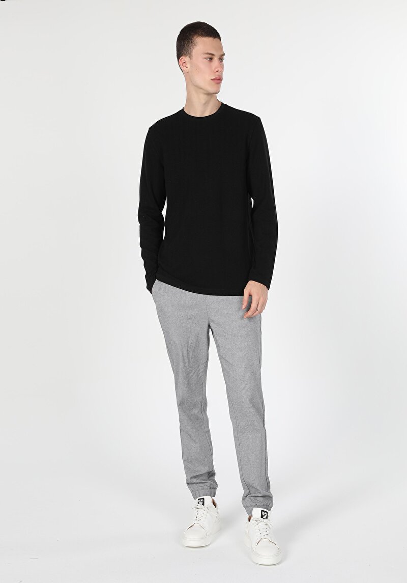 Afișați detalii pentru Tricou Cu Maneca Lunga De Barbati Negru Regular Fit  Cl1060482