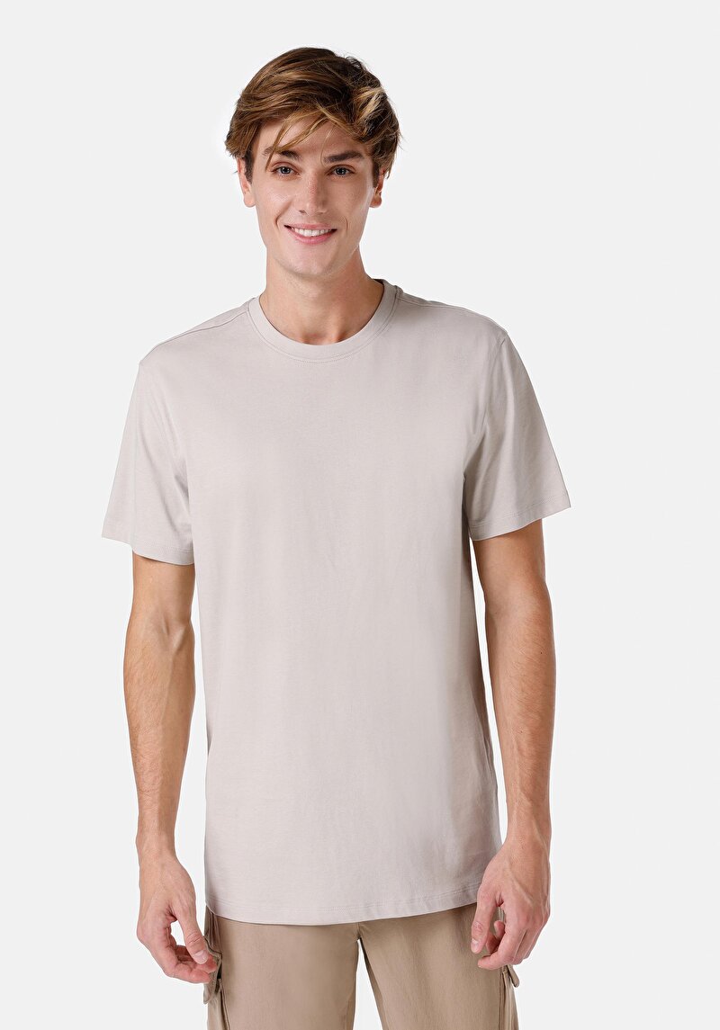 Imagine a Tricou Cu Maneca Scurta De Barbati Bej Comfort Fit  Cl1057072