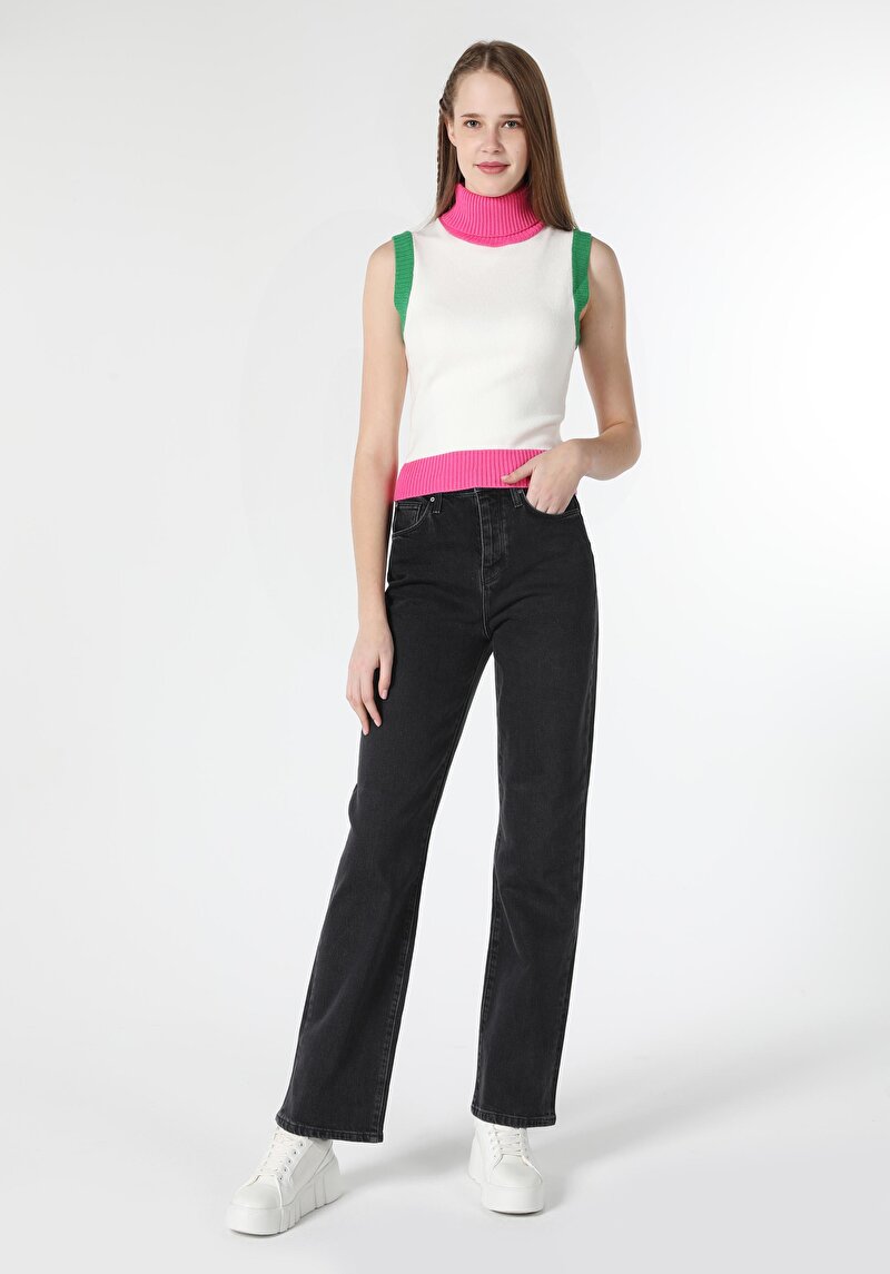 Afișați detalii pentru Pulover Multicolor Pentru Femei Cu Guler Slim Fit