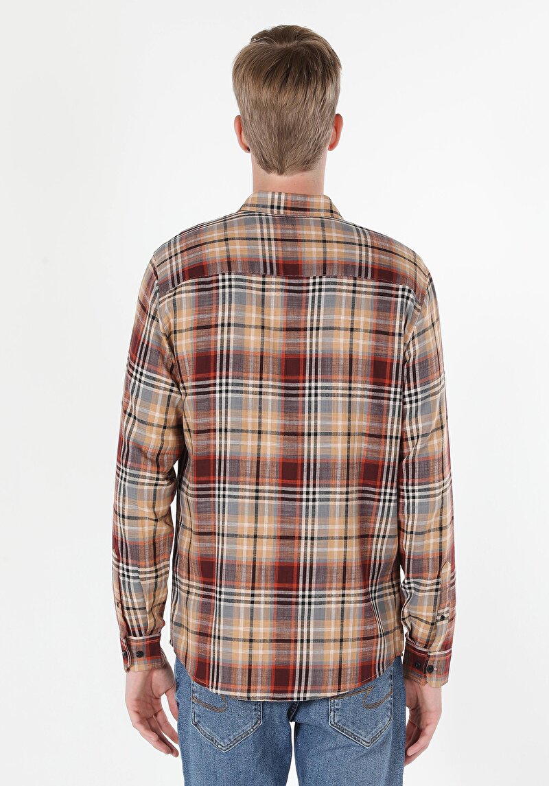 Imagine a Camasa Cu Maneca Lunga De Barbati Maro Regular Fit Cl1060490