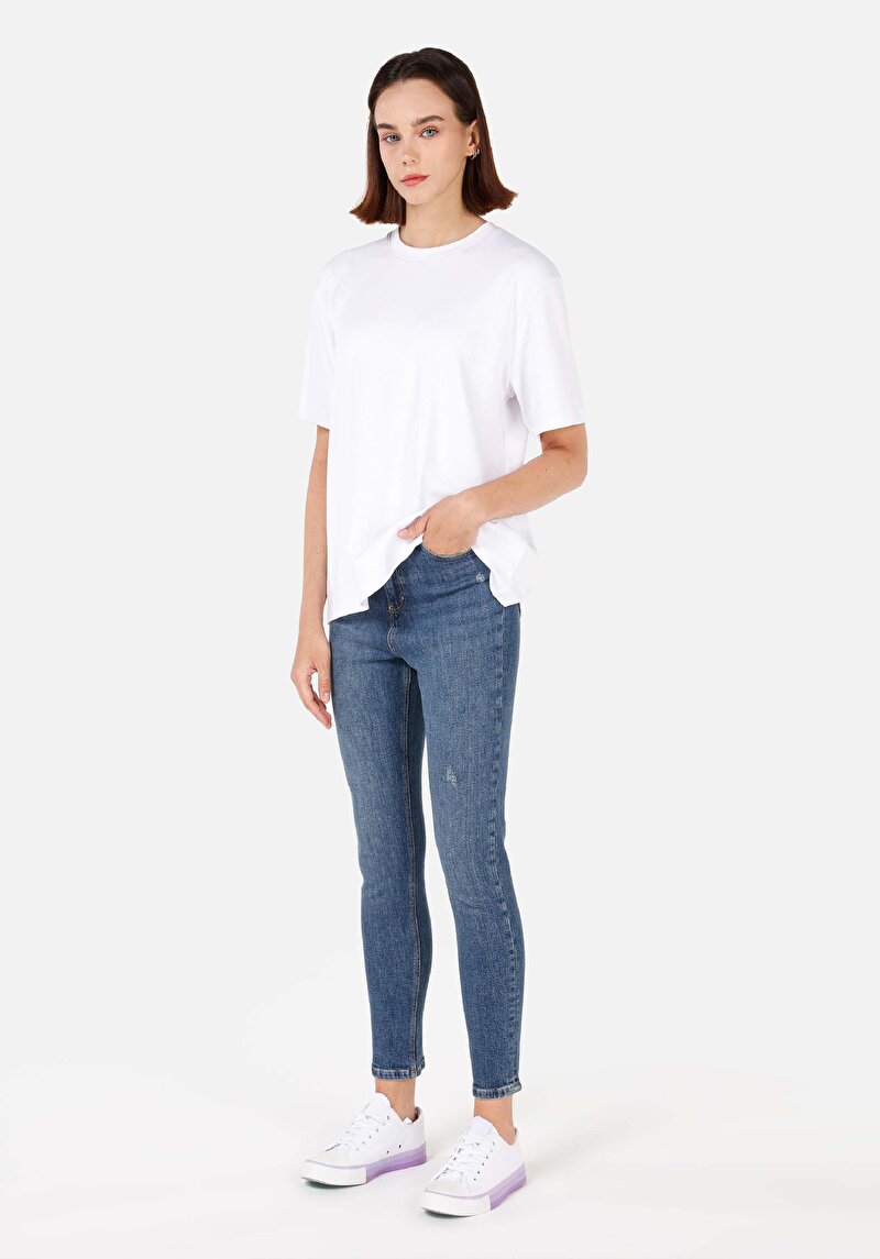 Imagine a Blugi Skinny Fit Indigo Pentru Femei