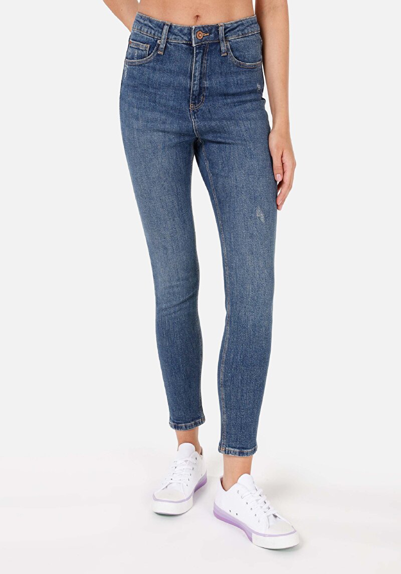 Afișați detalii pentru Blugi Skinny Fit Indigo Pentru Femei