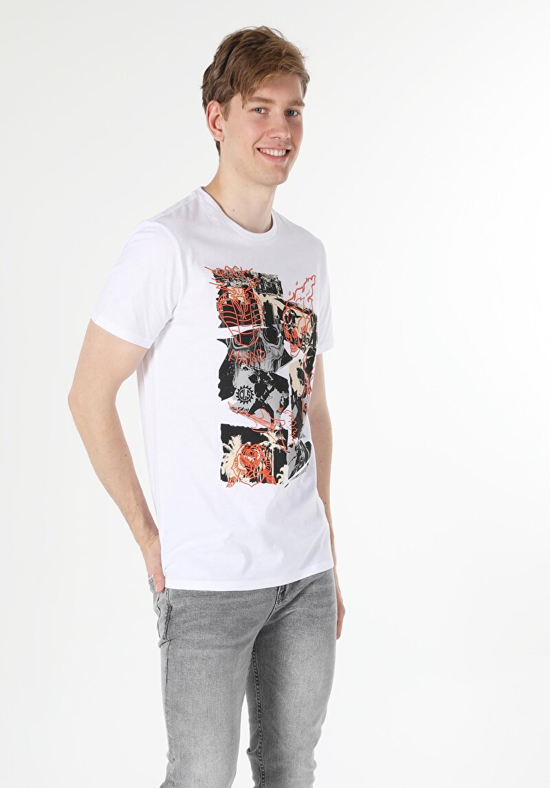 Imagine a Tricou Cu Maneca Scurta De Barbati Alb Regular Fit  Cl1057124