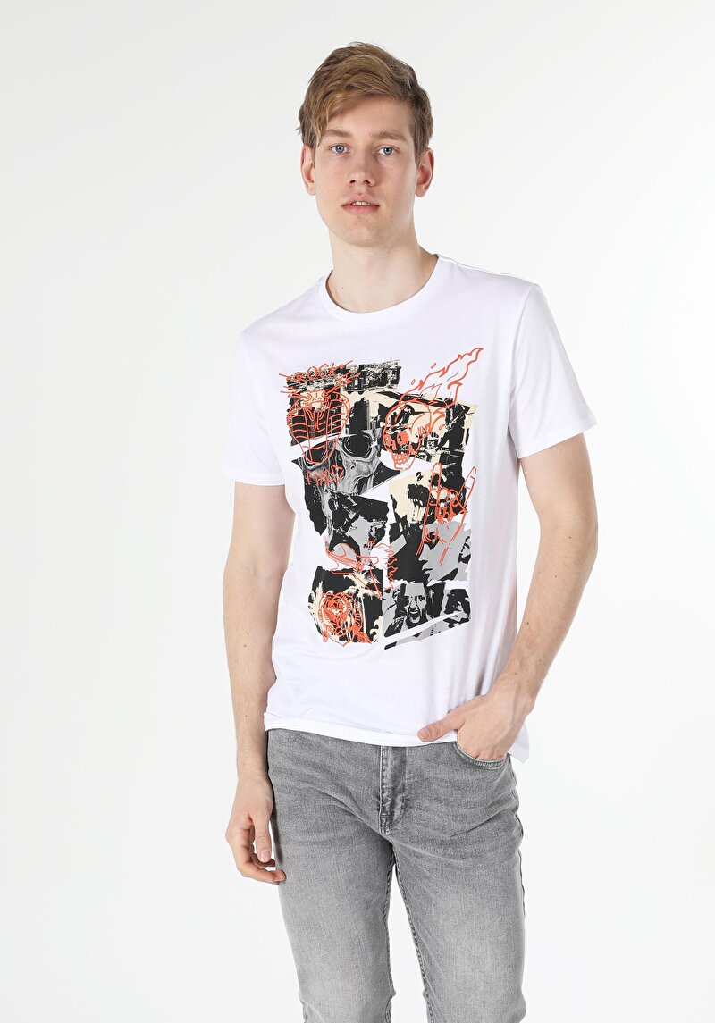 Imagine a Tricou Cu Maneca Scurta De Barbati Alb Regular Fit  Cl1057124