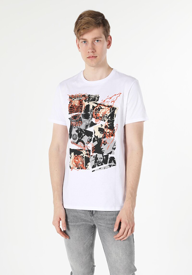 Imagine a Tricou Cu Maneca Scurta De Barbati Alb Regular Fit  Cl1057124