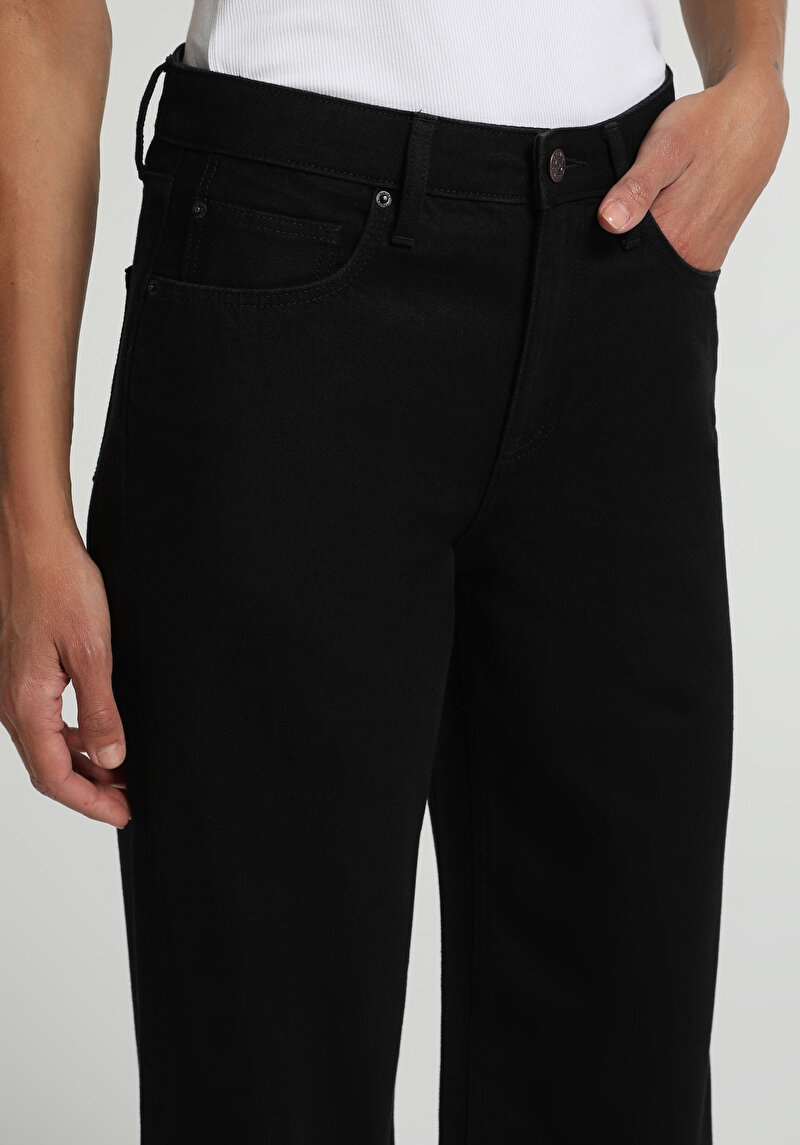 Imagine a Regular Fit Talie Înaltă Picior Larg Blugi Din Denim Pentru Femei