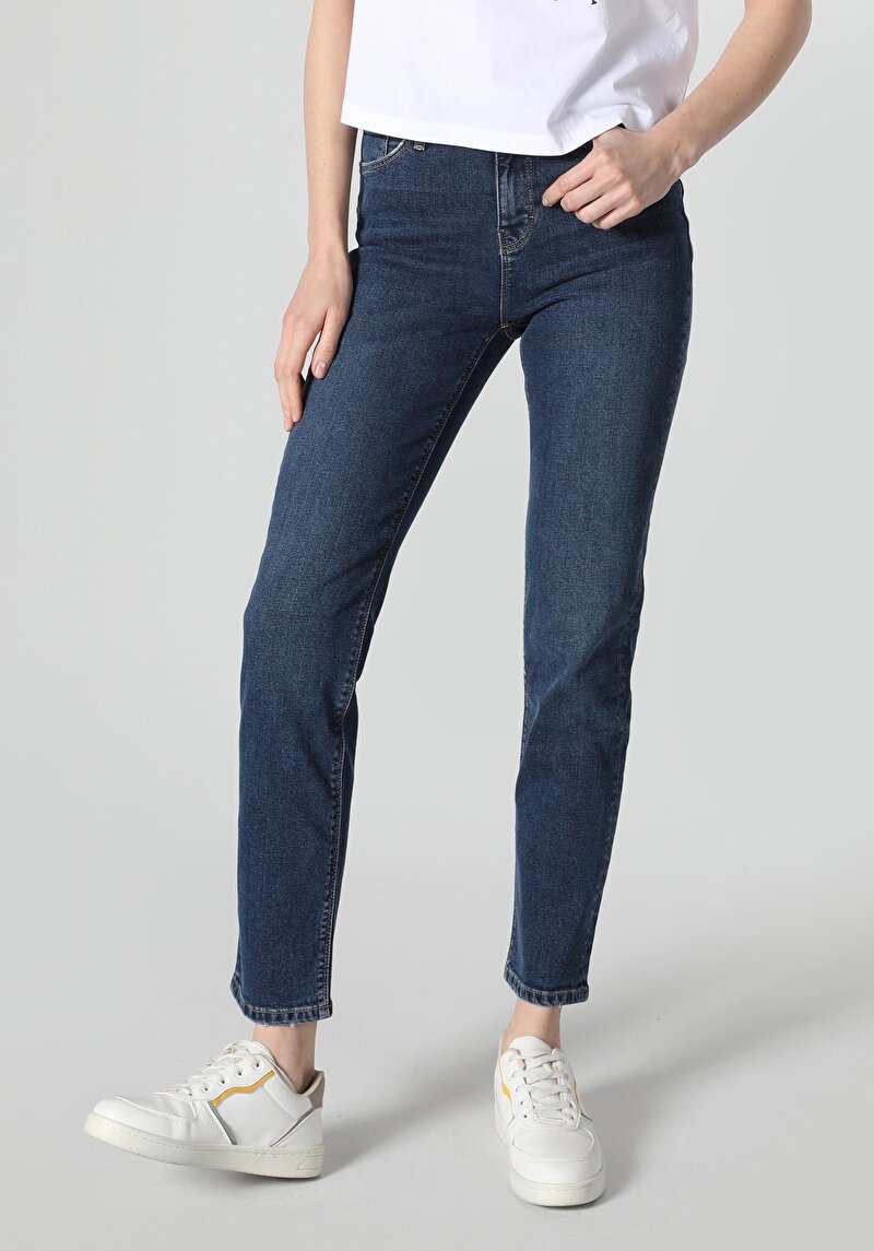 Afișați detalii pentru Pantaloni De Dama Albastru Slim Fit 703 Carla Cl1062157