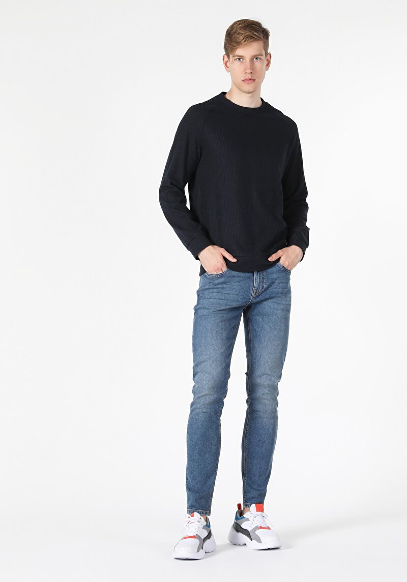 Imagine a Tricou Cu Maneca Lunga De Barbati Albastru Marin Regular Fit  Cl1057263