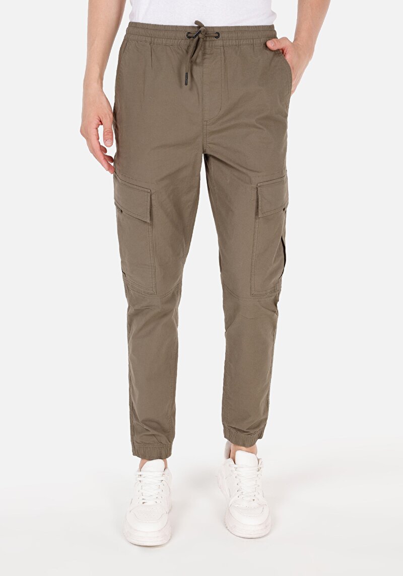 Afișați detalii pentru Pantaloni Verzi Elastici Cu Talie Medie Jogger Slim Jogger