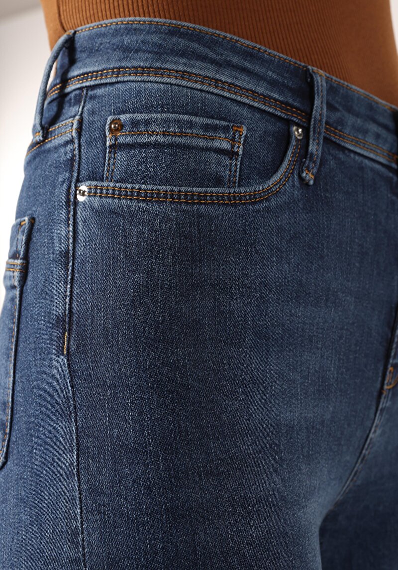 Afișați detalii pentru Slim Fit Talie Medie Picior Drept Blugi Din Denim Pentru Femei