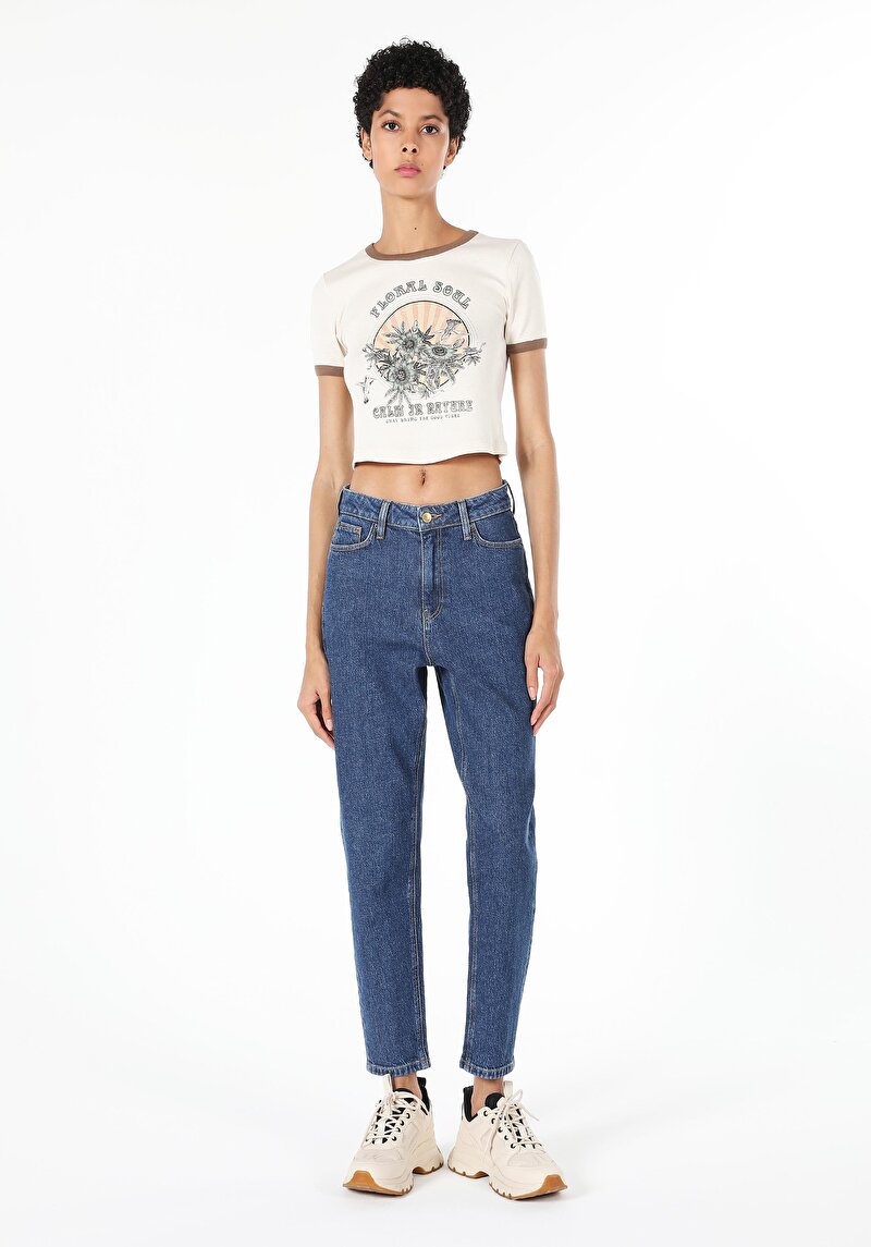 Imagine a Pantaloni De Dama Albastru Mom Fit 896 Maria Cl1060570