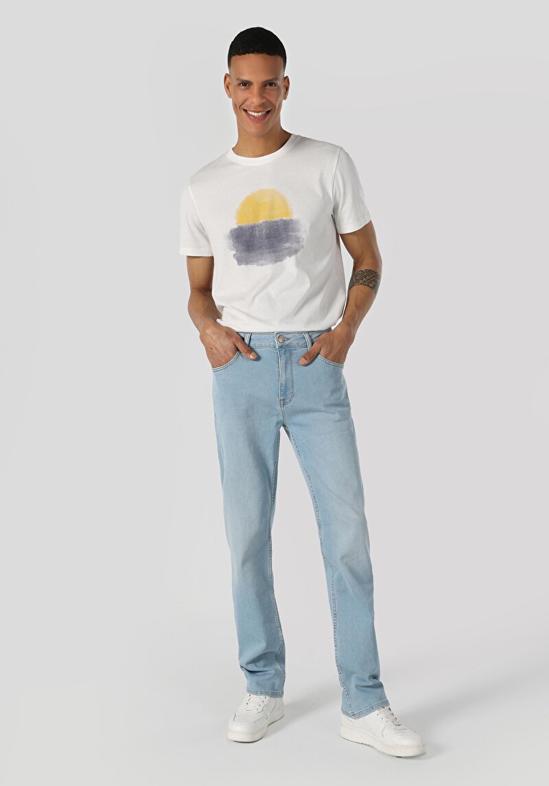 Imagine a Pantaloni De Barbati Albastru Deschis Regular Fit 045 David Cl1063727